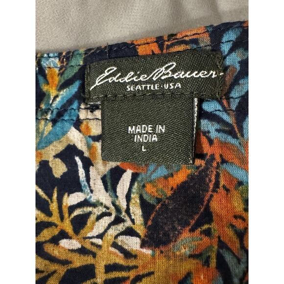Eddie Bauer Shirt Sz L Sleeveless Blouse Print Tank Top Fall Shell Boho Lagen - Picture 6 of 7